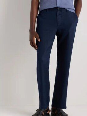 Quince 100% European Linen Trousers Deep Navy Blue